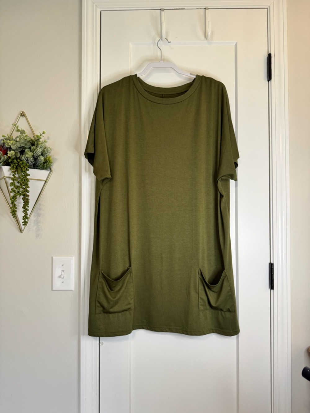 Olive Green crew Neck Tunic Top
